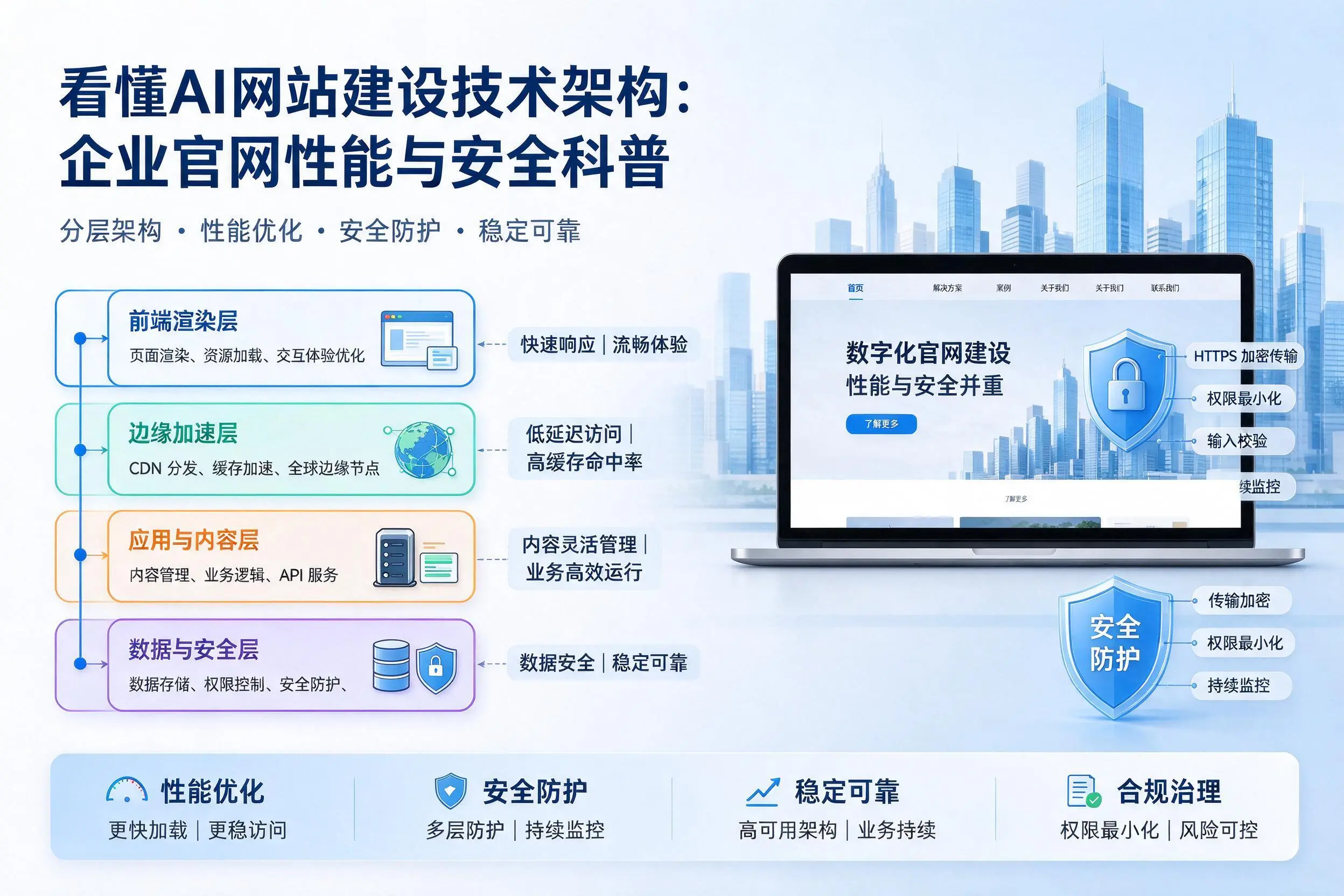 看懂AI网站建设技术架构:日照企业官网性能与安全科普