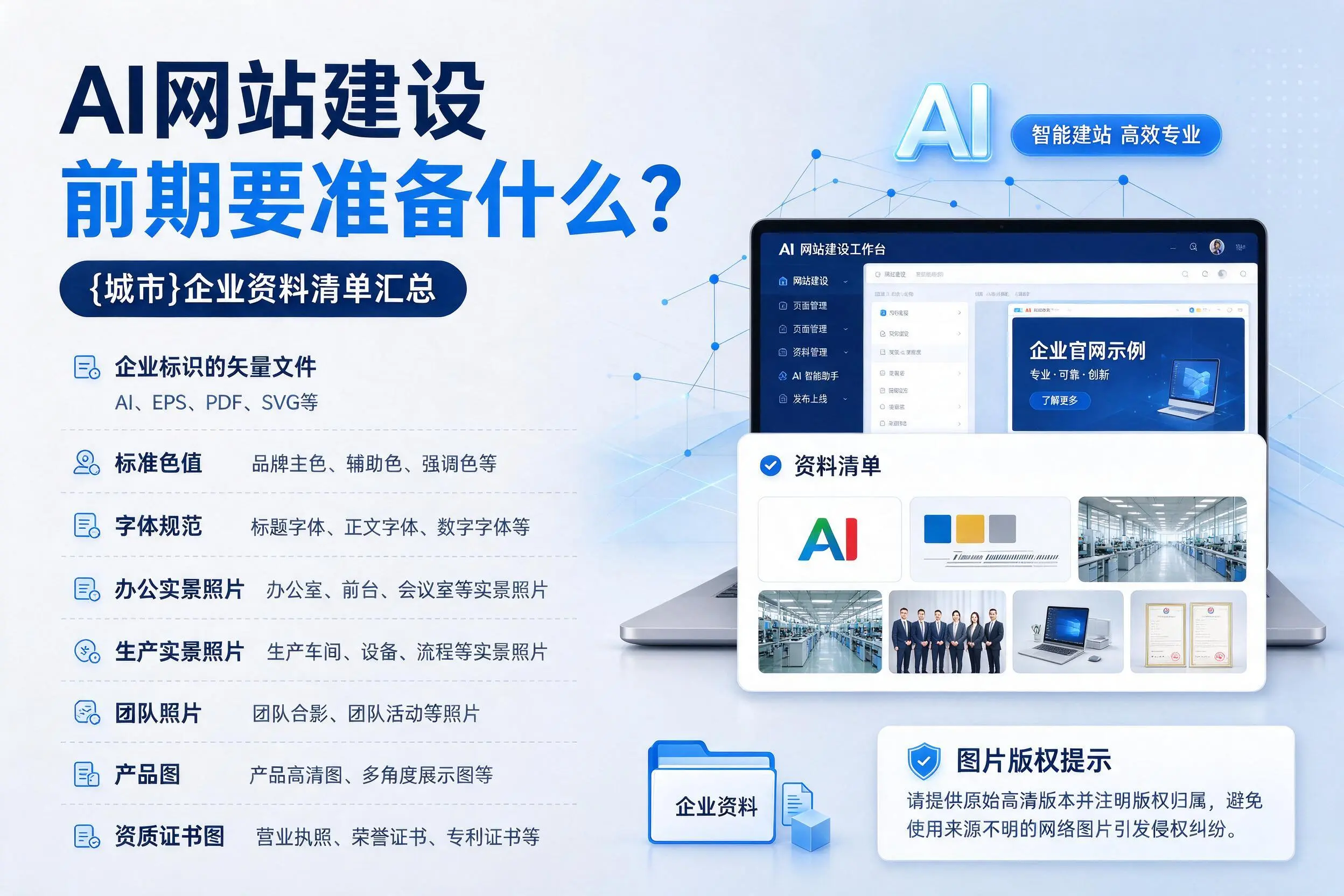 AI网站建设前期要准备什么？日照企业资料清单汇总