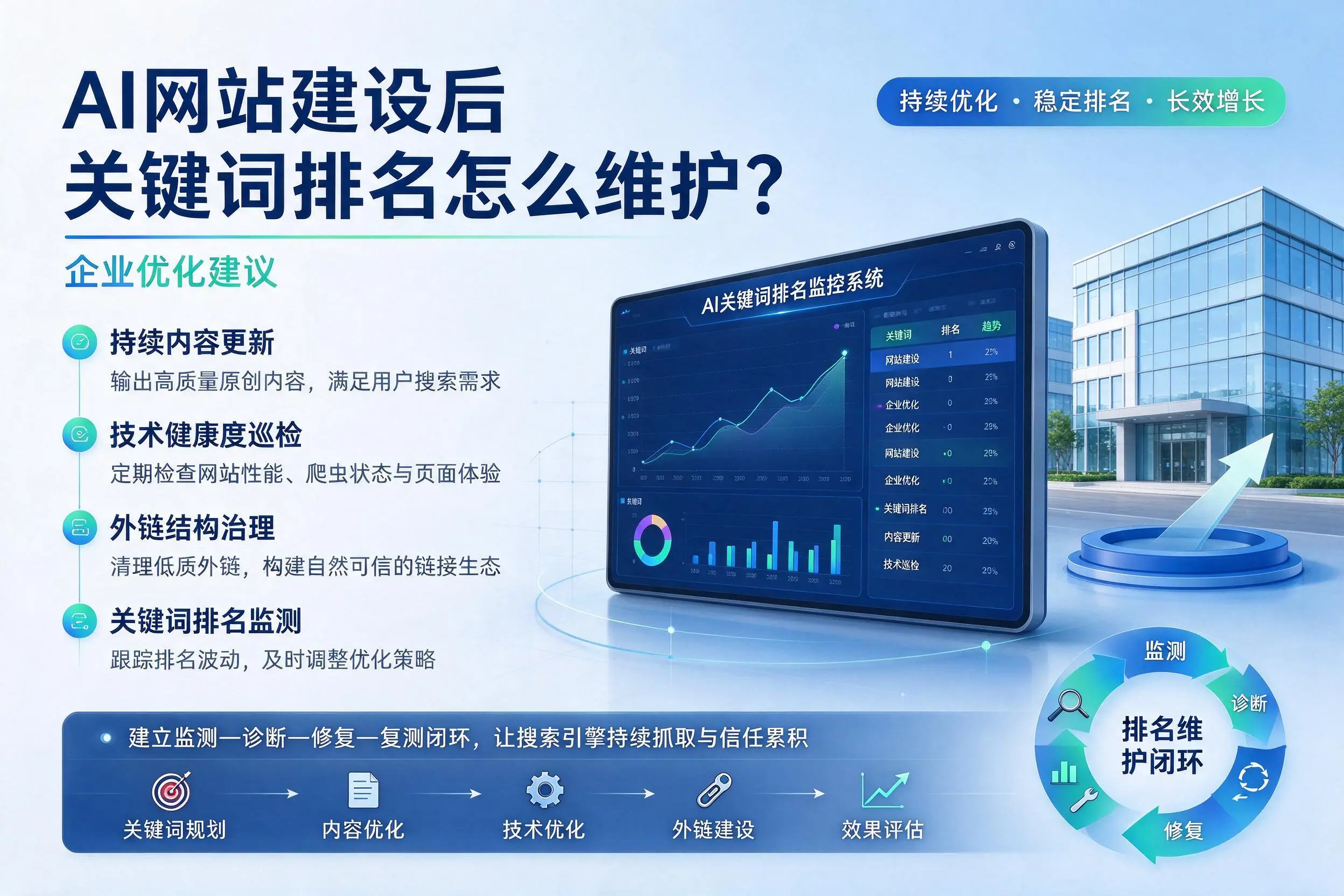 AI网站建设后关键词排名怎么维护?日照企业优化建议