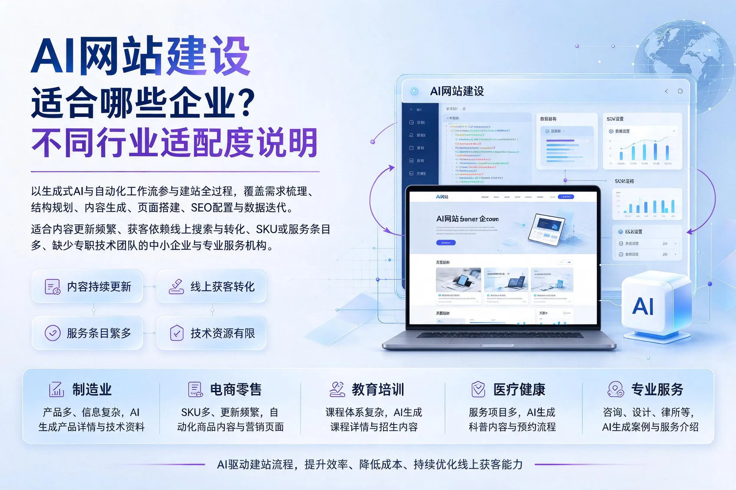 AI网站建设适合哪些企业？日照不同行业适配度说明